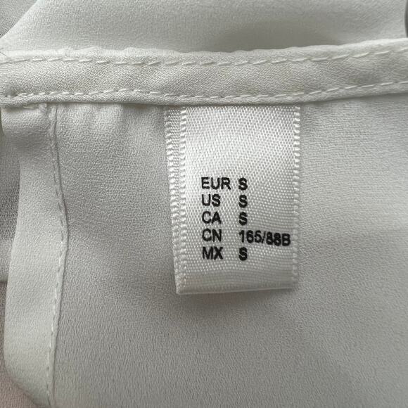 H&M (S) White Pink Black Color Block Asymmetrical Stripe Officewear Blouse Top - Picture 4 of 4